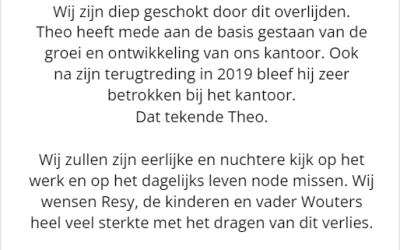 Droevig bericht : overlijden Theo Wouters